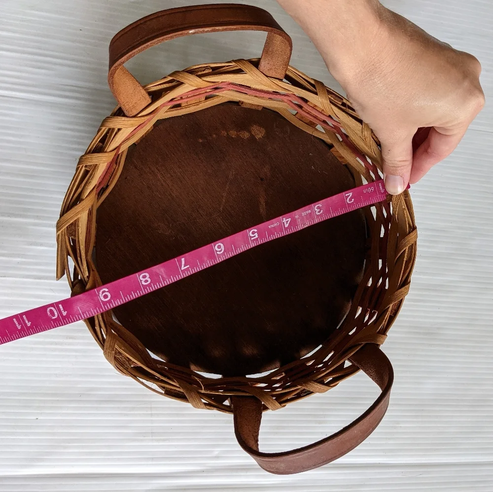 Woven Wooden Round Basket with handles